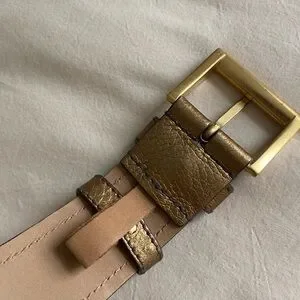 Prada | Accessories | Prada Gold Leather Metallic Belt Size  display picture 2